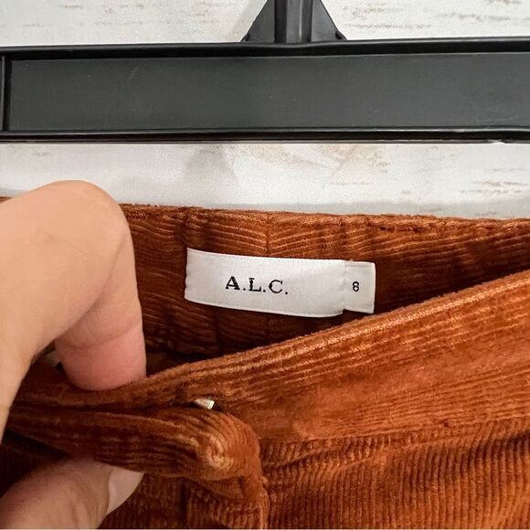 ALC Rust Burnt Orange Corduroy Straight Leg Pants - Picture 3 of 5